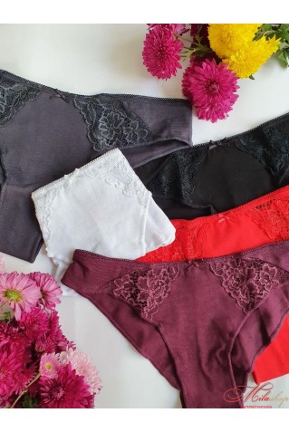 Трусики бразилиана из хлопка с кружевными вставками LaVivas 20273 